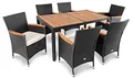 di volio Polyrattan Sitzgruppe Verona - Lounge Gartenmöbel-Set für Garten oder Terrasse, Tisch mit Tischplatte aus Akazienholz + 6 Stühle - Lounge-Set in Rattan-Optik