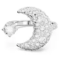Swarovski Sublima Offener Ring, Weißer und Rhodinierter Damenring mit Mond-Motiv und Edlen Swarovski Kristallen