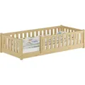 Kinderbett, Bodenbett mit dreiseitiger Sicherung 80x180 Kiefer natur lackiert V-60.77-08-180ohne Zubehör - Naturbelassen