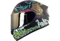 Broken Head Motorradhelm Broken Head Integralhelm InYourFace Schwarz + Gold-Verspiegeltes Visier (Mit Gold Verspiegeltem Visier), Einzigartiger Graffiti-Look