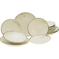 CreaTable Teller-Set Nature Collection Natural Living (12-tlg), 4 Personen, Steinzeug, Reaktivglasur mit Sprenkeln, jedes Stück ein Unikat beige|weiß