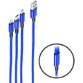 Shiverpeaks -BASIC-S--USB 3in1 Ladekabel A Stecker auf USB Micro B + USB Typ C + 8-pin Stecker, blau, 1,2m (1.20 m) (BS14-50071)