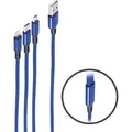 SHVP BS14-50071 - Ladekabel 3 in 1 für 8-Pin / Micro / USB C, blau, 1,2 m