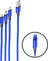 shiverpeaks ®-BASIC-S--USB 3in1 Ladekabel A Stecker auf USB Micro B + USB Typ C + 8-pin Stecker, blau, 1,2m (BS14-50071)