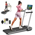 Mobvoi Home Laufband SE, Intelligente KI 3-in-1-Klapplaufband, elektrisches Laufband, 2,5 PS, kompakt tragbar unter dem Schreibtisch, 12 km/h 120 kg - Silber