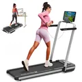 Mobvoi Home Laufband SE, Intelligente KI 3-in-1-Klapplaufband, elektrisches Laufband, 2,5 PS, kompakt tragbar unter dem Schreibtisch, 12 km/h, Fernbedienung, platzsparend, TicSports APP, 120kg Silber