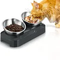 PewinGo Katzennapf-15°Kipphals-Schutzschale Edelstahl Lebensmittelqualität, Maschinenwaschbar,rutschfeste Silikonbasis,für Haustiere Katzen und Welpen
