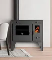 EEK A+ Küchenofen Holzherd Retro ECO schwarz, linke Version - 7 kW Dauerbrandherd
