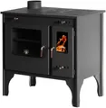 EEK A+ Küchenofen Holzherd Retro ECO schwarz, linke Version - 7 kW Dauerbrand...