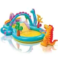 Dinoland Hüpfburg Pool mit Spielhaus Rutsche Schaukel Wasserrutsche INTEX