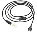 ledscom.de Textilkabel LEHA mit Stecker und Schalter schwarz 3 m inkl. E14 LED Lampe 3,567W 452lm, warmweiß