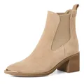 Tamaris Damen Chelsea mit Blockabsatz Leder, beige, 39 EU