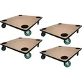 Mega Deal 4x Profi Transportroller HERCULES | BxT 50x50 cm | Traglast 150 kg | 4 Gummirollen & Griff | Sperrholzplatte | Rollbrett für Möbel Möb...