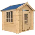 Kinderspielhaus Aus Holz -spielhaus Im Freien Für Kinder (ohne Boden) - 111x114xh121 Cm/0.9 M2 - (die Dachfarbe Ist Blau) Timbela M570m-1