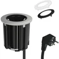 kalb Einbausteckdose 230VAC Tischsteckdose 54mm Rund Für Montage In Und An Möbeln mit EU-Stecker