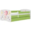Raumhirsch Furniture Kinderbett, Grün, Holzwerkstoff, 1-Sitzer, 1 Schubladen, Rechteckig, 80x180 cm, FSC 100%, Kinder- & Jugendzimmer, Kindermöbel, Kinderbetten, Kindereinzelbetten