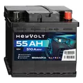 HeyVolt Autobatterie 12V 55Ah 510A Hochleistungs-Blei-Säure-Batterie, Langlebig, Kompatibel mit PKW