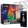 Twinkly Strings 600 LED RGB, LED-Lichterkette für Draußen und Drinnen, Smarte LED-Lichter, Kompatibel mit Alexa und Google Home, IP44, App-Steuerung, Schwarzes Kabel, 48m