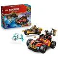 LEGO NINJAGO Kais und Coles Kombi-Flitzer - Ninja Spielzeug mit Auto, Motorrad, 3 Minifiguren inkl. Kai & Cole mit Katanas - Geschenkidee für Jung...