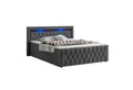 Juskys Polsterbett Leona, 140x200 cm, Boxspringbett-Optik, Samt-Bezug, LED-Licht, H4 Matratze
