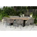 OUTFLEXX Bob/Zui Garten-Essgruppe, anthrazit/hellgrau, Alu/recycled Teak/Rope, 220 x 100 cm, 6 x Sessel, inkl. Polster