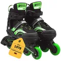 Best Sporting Inline Skates Kinder I Rollschuhe größenverstellbar 30-33 I robuste Inliner für Jugendliche mit Bremse I grün - schwarz I Rollerskates Schuhe Kinder I Inliner mit 4 Rolllen