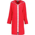 Cawö Damen-Kurzmantel mit Kapuze und Reißverschluss 3101 Farbe rot Größe XS Morgenmantel Schrift