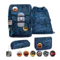 Belmil Motion ergonomisches Schulranzen Set 5-teilig "Blue Splash" aus recycelte
