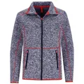 Hajo Strickjacke Strickfleece Jacke Mouliné Optik blau 52