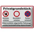 Roomando Metallschild Parken 40x30cm Privatgrundstück betreten Verbot 40x30