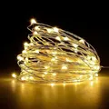 Jsdoin 1 Stück Lichterkette Batterie 15m 150 LED Draht Weihnachten Warmweiß