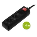 HAMA Steckdosenleiste 3-fach mit Schalter, 1,4 m, Schwarz, 2er-Set #32103156