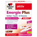 Doppelherz Energie Plus Koffein + Taurin + B-Vitamine DIRECT – Mit Vitamin B1, B5 (Pantothensäure) und B12 als Beitrag zum Energiestoffwechsel – 20 Portionsbeutel