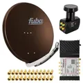 PremiumX Satelliten-Komplettanlage Fuba DAA 850 B Satellitenschüssel Alu Braun 5/8 Multischalter Quattro LNB 24x F-Stecker, 1 SAT 8 Teilnehmer