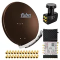Premium X Satelliten-Komplettanlage Fuba DAA 850 B Satellitenschüssel Alu Braun 5/8 Multischalter Quattro LNB 24x F-Stecker, 1 SAT 8 Teilnehmer