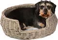 UNUS Hundekorb Katzenkorb Haustierkorb aus Weide grau mit Kissen Ø55 cm