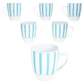MamboCat Split türkis 6er Set Kaffeebecher I 300 ml I Porzellan-Becher mit Henkel & Streifen für 6 Personen I Tassen für Heißgetränke wie Tee, Kakao & Co