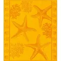 Delindo Lifestyle Strandtuch Tropical SEESTERN, XXL Strandlaken aus 100% ägyptischer Baumwolle, (1-St), Jacquard-gewebtes Motiv gelb 180 cm x 200 cm