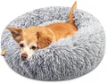 Hunde-Kissen, Wasbar, Plüsch, für kleine Hunde, 50 cm Durchmesser, Grau