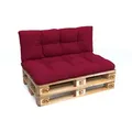 POKAR Palettenkissen mit schöner Steppung Auflage Palettensofa, Größe:Set Sitzkissen 120x80 + Rückenkissen 120x40, Farbe:Dunkelrot - Dunkelrot