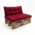 POKAR Palettenkissen Palletenauflagen Palettenpolster Palettensofa Palettenmöbel 2er Set: 1x Sitzkissen 120x80 + 1x Rückenlehne 120x40, Dunkelrot