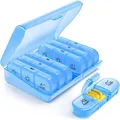 AUVON Pillendose 7 Tage 3 Fächer tragbare Tablettenbox Medikamente Vitamine Blau