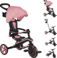 GLOBBER EXPLORER TRIKE FOLDABLE 4in1 – Kinderwagen, Dreirad, Laufrad, 10/8,5 Zoll, faltbar, höhenverstellbar, rosa