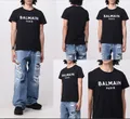 BALMAIN Flocked Logo Straight Fit T-Shirt Cotton Shirt Paris Logo Tee Top Bnwt L