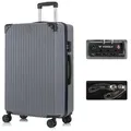 YONSLY Hartschalen-Trolley Premium Reisekoffer Hartschalen-Trolley Kabinenkoffer, 4 Rollen, TSA-Schloss, YKK-Reißverschluss, austauschbare Rollen und Griffe grau 76 cm