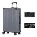 YONSLY Premium Reisekoffer TSA-Schloss,YKK-Reißverschluss Hartschalen-Koffer Trolley Rollkoffer Suitcase Handgepäck 4 Rollen (Grau, XL)