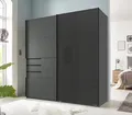 Schwebtürenschrank Schwerin Graphit Glas Schwarz 180 cm