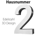 V2Aox Hausnummer Edelstahl Hausnummer 20 cm Hausnummernschild Hausnummer 2 Schild 3D