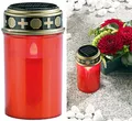 PEARL Grableuchte: Solar-LED-Grablicht mit Dauerlicht, rot (LED Grablicht mit Dämmerungssensor, Solar Grableuchte Ewiges Licht, Flamme)