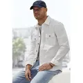 Langarmhemd JOHN DEVIN, Herren, Gr. S (37/38), N-Gr, weiß (sanftes weiß), Twill, Obermaterial: 100% Baumwolle, unifarben, casual, lässig geschnitten, Rundhals, Langarm Manschette, Hemden, Overshirt aus reiner Baumwolle, mit aufgesetzten Taschen
